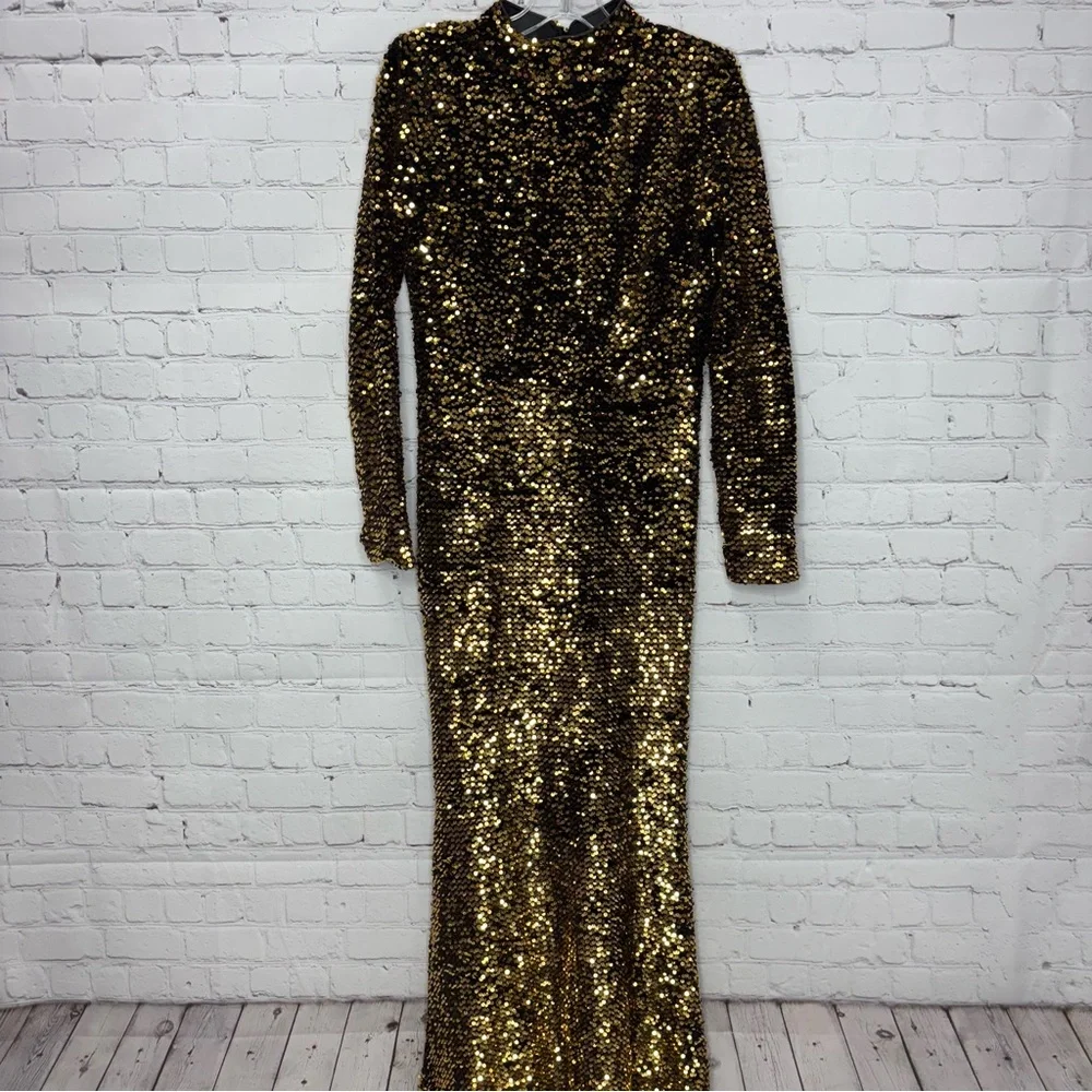 Beulah Gold Sequin Maxi Dress - Picture 1 of 11